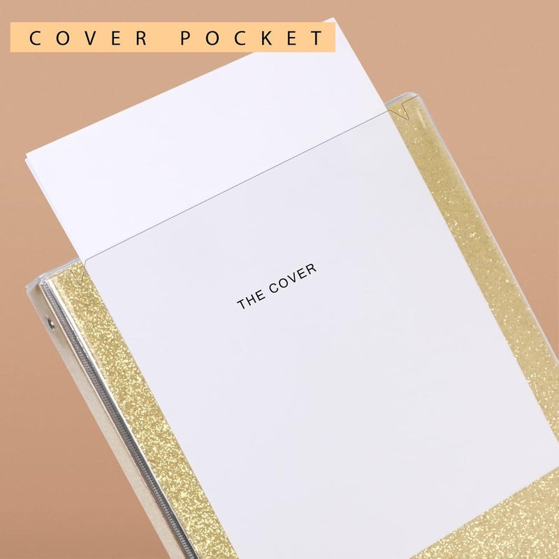 Nature Touch 3 Ring Binder, Glitter 1 Inch Binder Organizer (10.5'' x 11.5'') Holds 8.5’’ x 11’’ Letter Size 300 Pages, Waterproof Durable View Binder, 1 Pack, Gold - Image 5